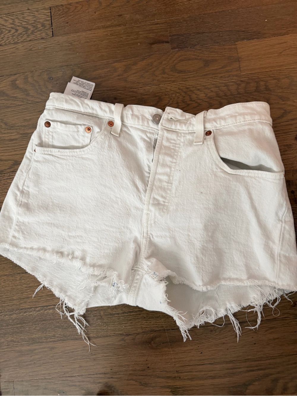 Levi's White Distressed Denim Cutoff Shorts